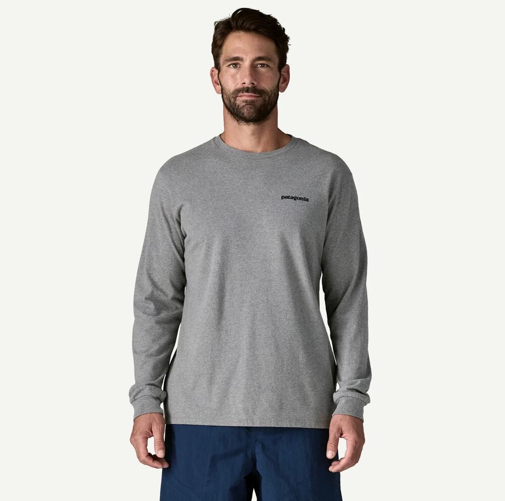 Patagonia Men's Long-Sleeve P-6 Logo Responsibili-Tee - Gravel Heather - Size L